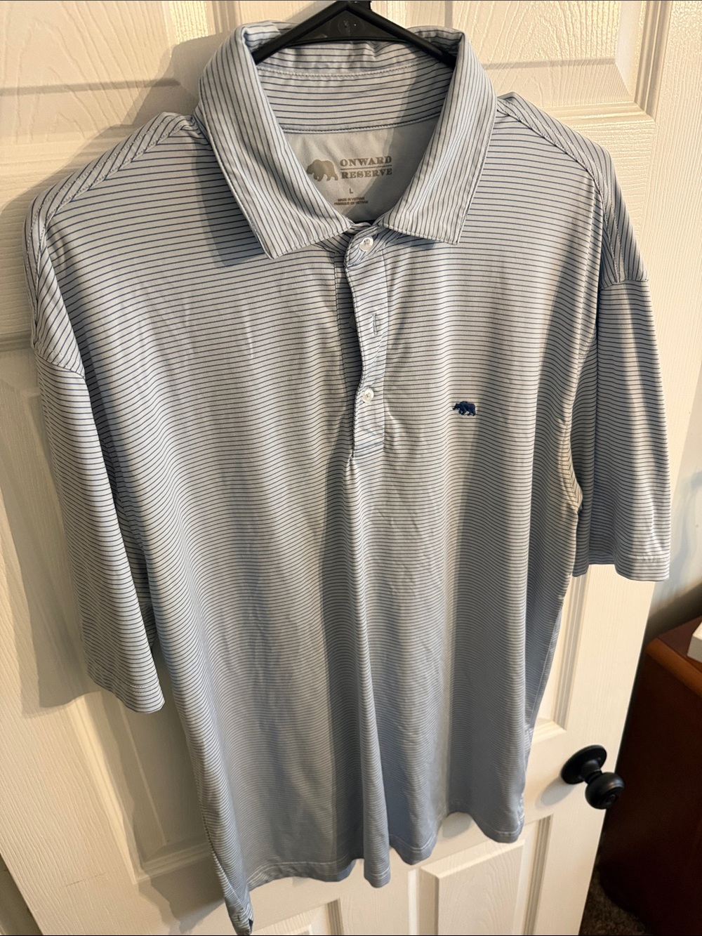 Onward Reserve Light Blue Striped Polo